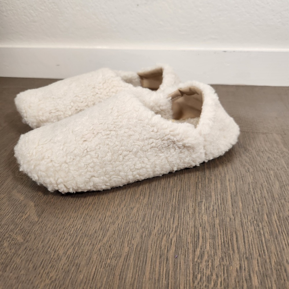 New SKIMS Teddy Slipper Bone Sherpa Convertible Fleece Lounge Slides US 6.5 7